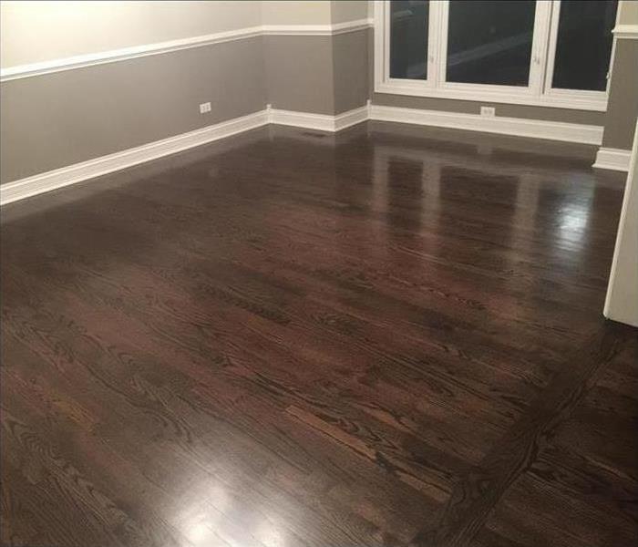 restored flooring, no visible water damage